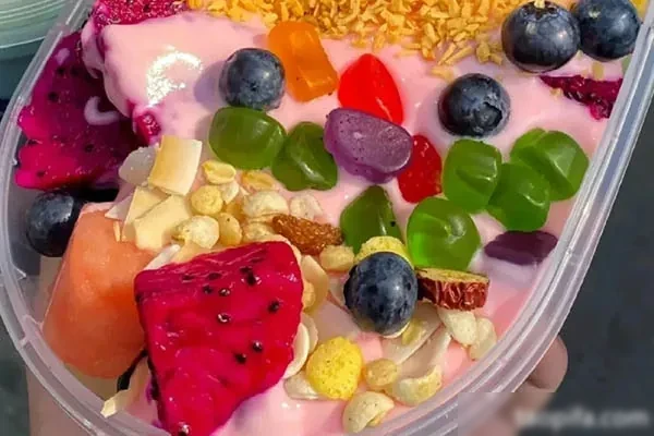 网红酸奶水果捞~原味拉丝酸奶 视频教程-爱尚配方网